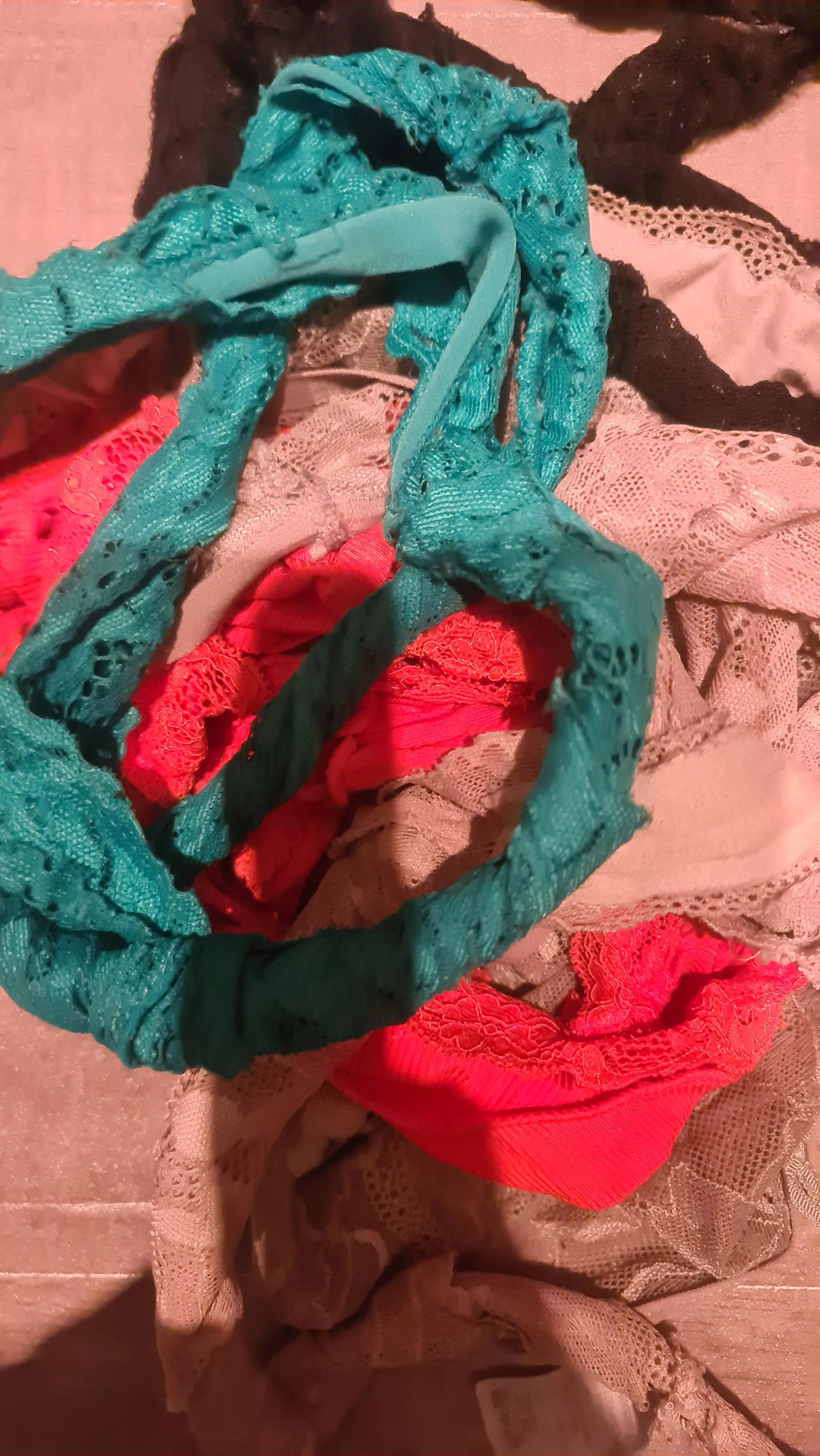 Having fun with all of my gf's dirty panties