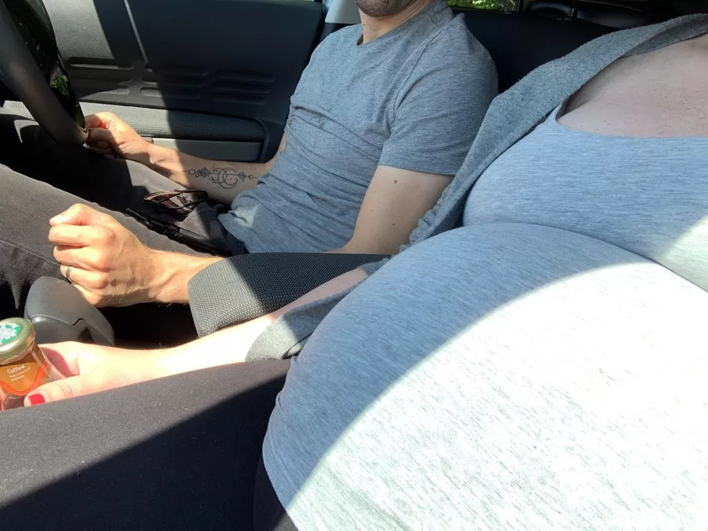 He has to drive now because I donβt fit behind the wheel He has to drive now because I donβt fit behind the wheel