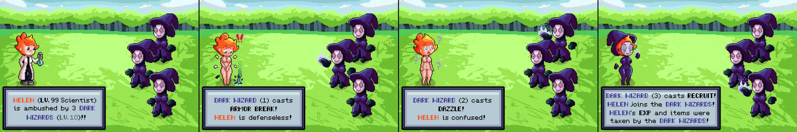 Helen Encounters Dark Wizards [F Human -> F Dark Wizard, Mind Control, Breast Expansion]