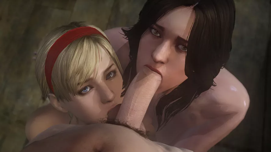Helena & Sherry double blowjob (CreaseSFM) [Resident Evil]
