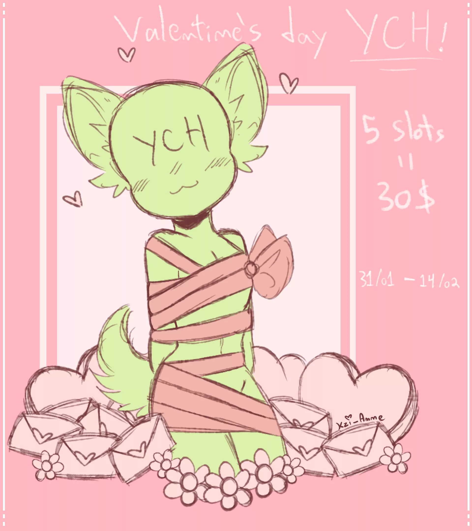 Hello Everyone! Valentine's Day YCH Open!! (5 slots) {ENDS IN 14 FEBRUARY} 30$, paypal only! Dm for more details!