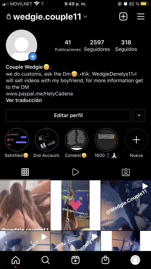 Hello friends, follow my wedgie account on instagram, I also sell videos at very good prices. I accept paypal and zelle, ask with confidence🥰😊