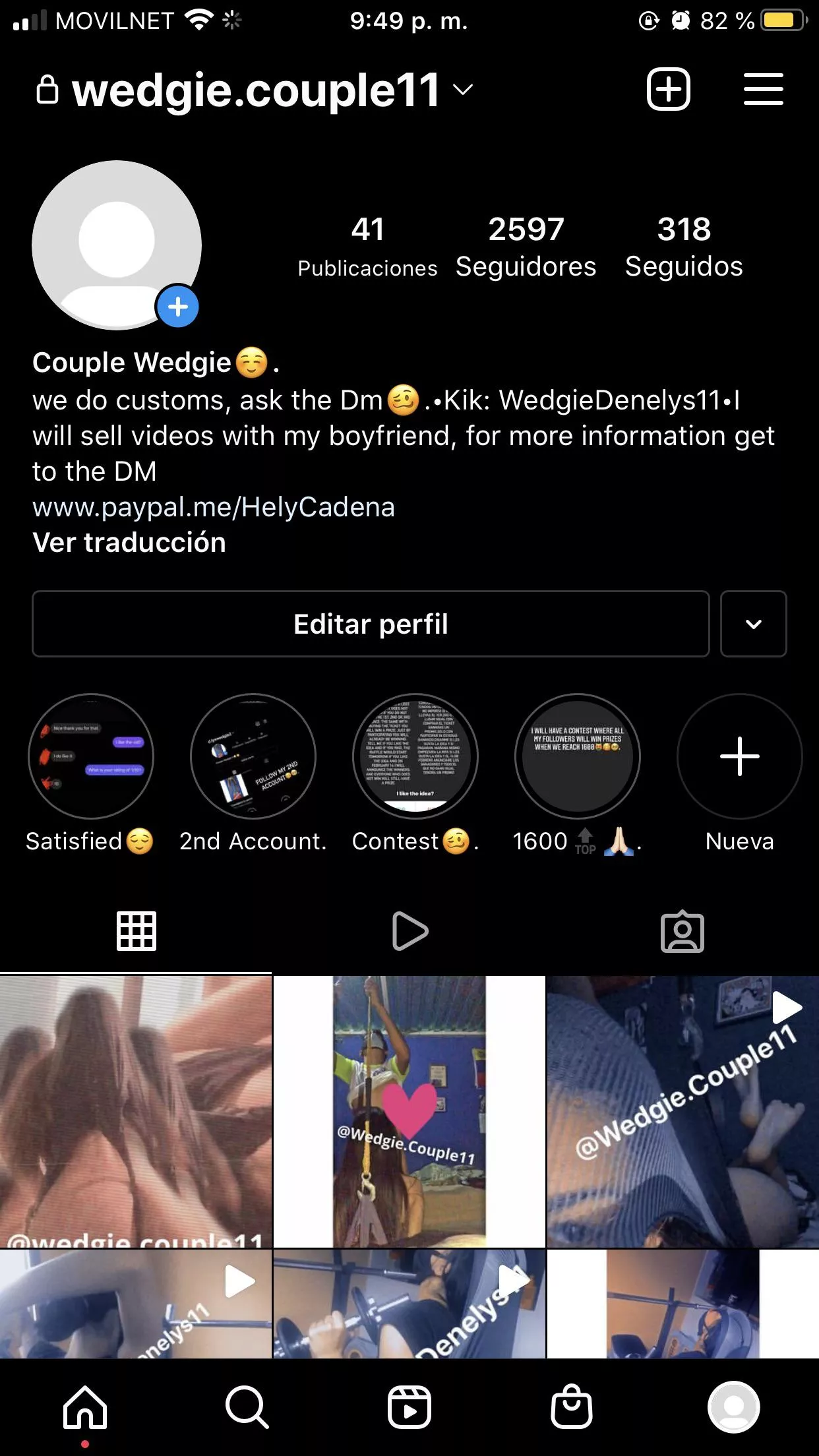 Hello friends, follow my wedgie account on instagram, I also sell videos at very good prices. I accept paypal and zelle, ask with confidence🥰😊