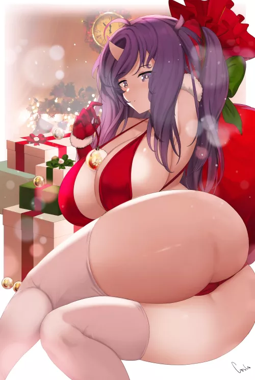 Help her hang the last ornament Help her hang the last ornament