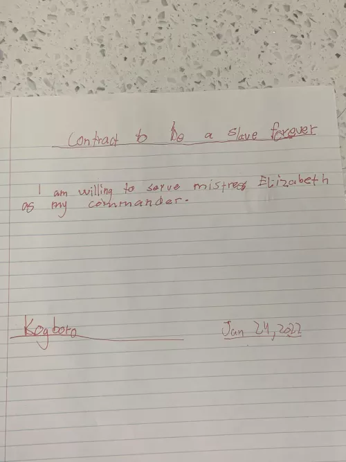 Hey goddess i want to be ur slave until i die ill obey u and sign a contract or say an oath to be ur slave forever