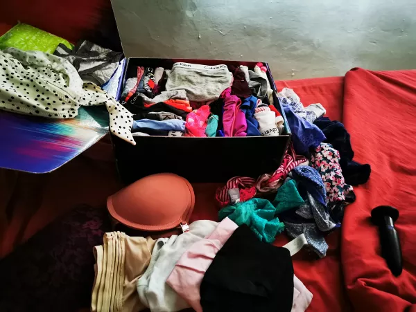 Home alone, the ones in the box are my collection, also the bras and the panties below, the one bext the box are my wife s dirty panties of the week. Home alone, the ones in the box are my collection, also the bras and the panties below, the one bext the box are my wife s dirty panties of the week.