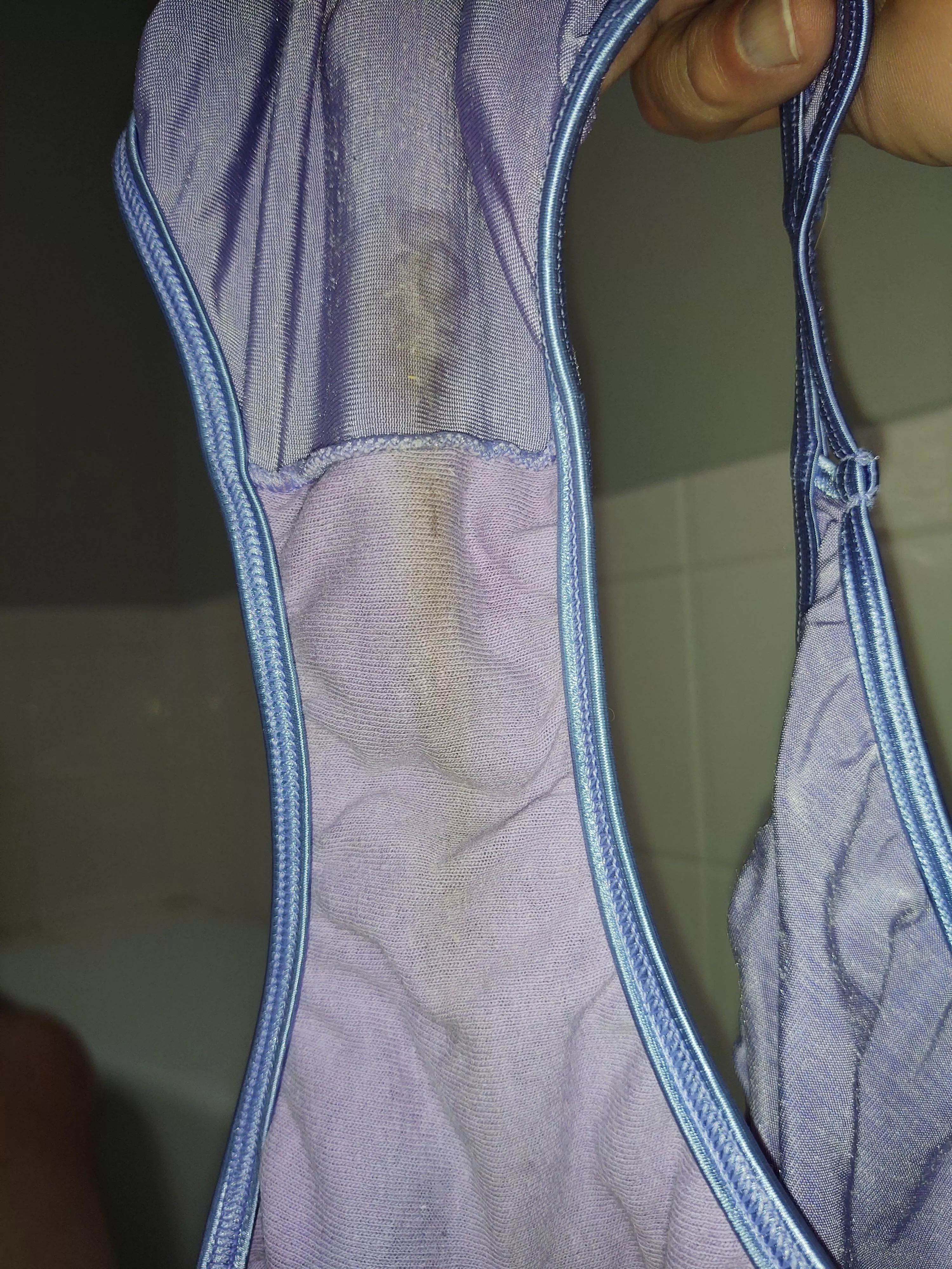 Honest opinion... Been finding wife's panties like this past week or so. Alot more stains than usual and smell fantastic as always. Think she's been getting herself off? Honest opinion... Been finding wife's panties like this past week or so. Alot more stains than usual and smell fantastic as always. Think she's been getting herself off?
