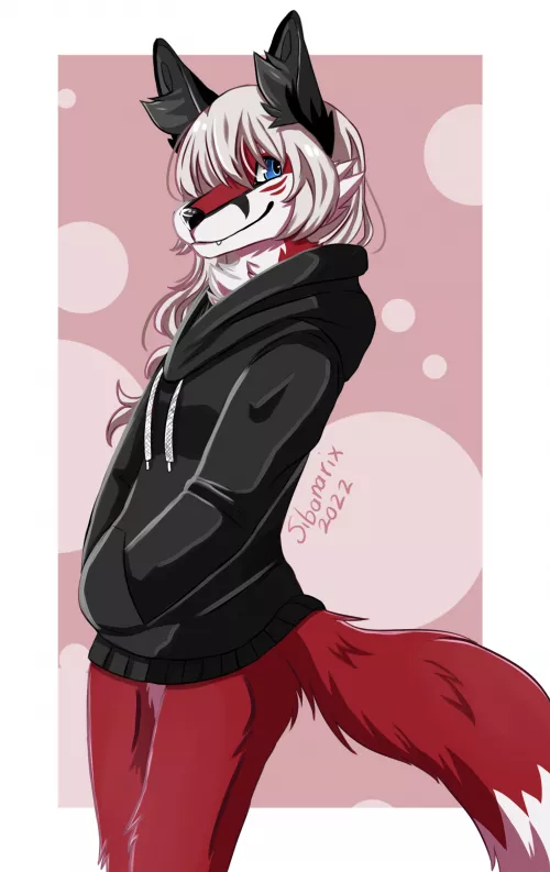 Hoodie fox :> (art by me, @Sibanarix)