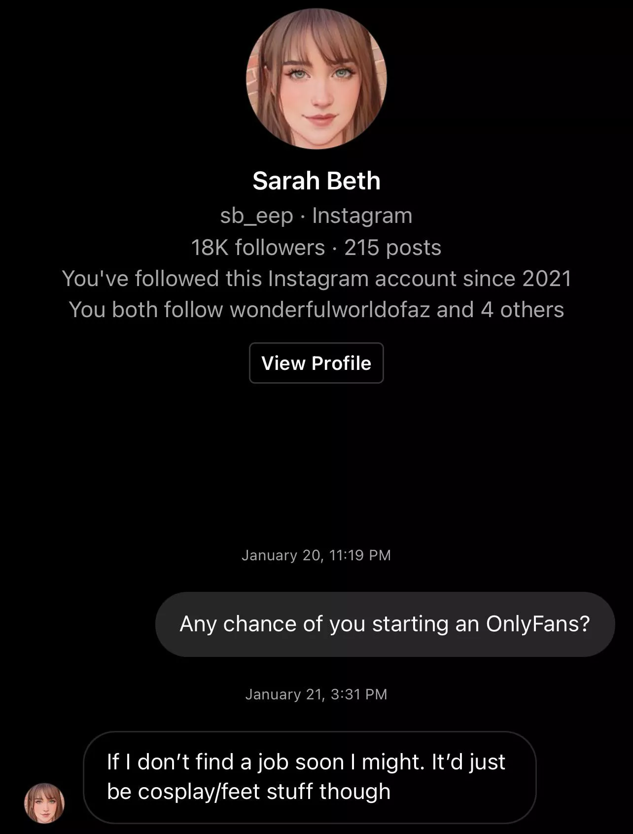 Hopes for SB OnlyFans?