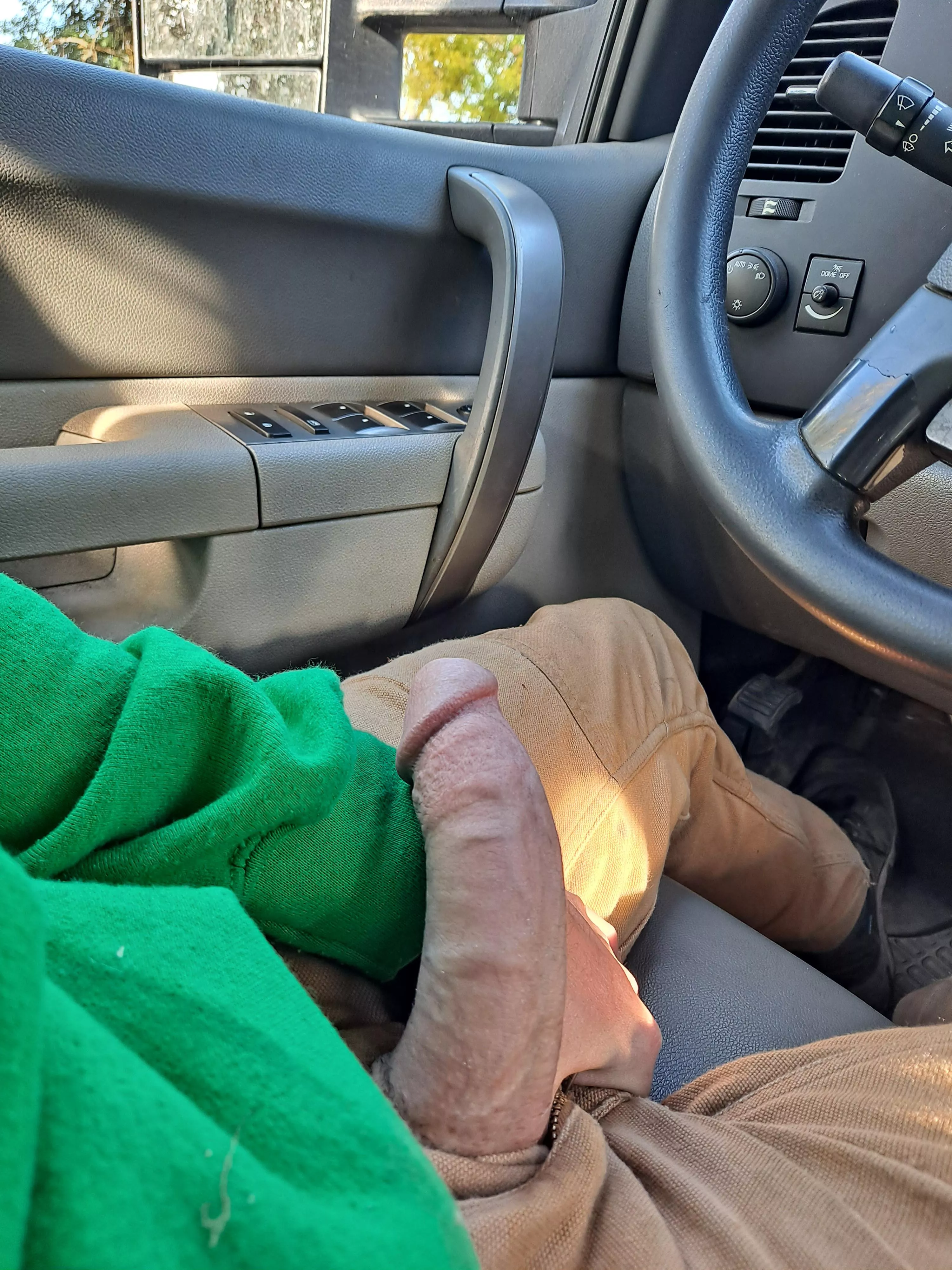 Horned up in the work truck Horned up in the work truck