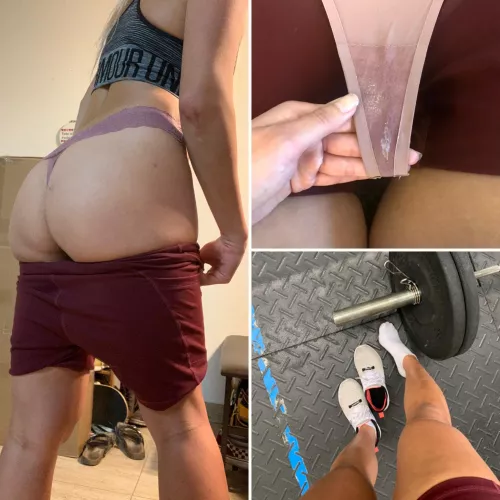Horny CrossFit babe and her sweaty, creamy thong π₯΅