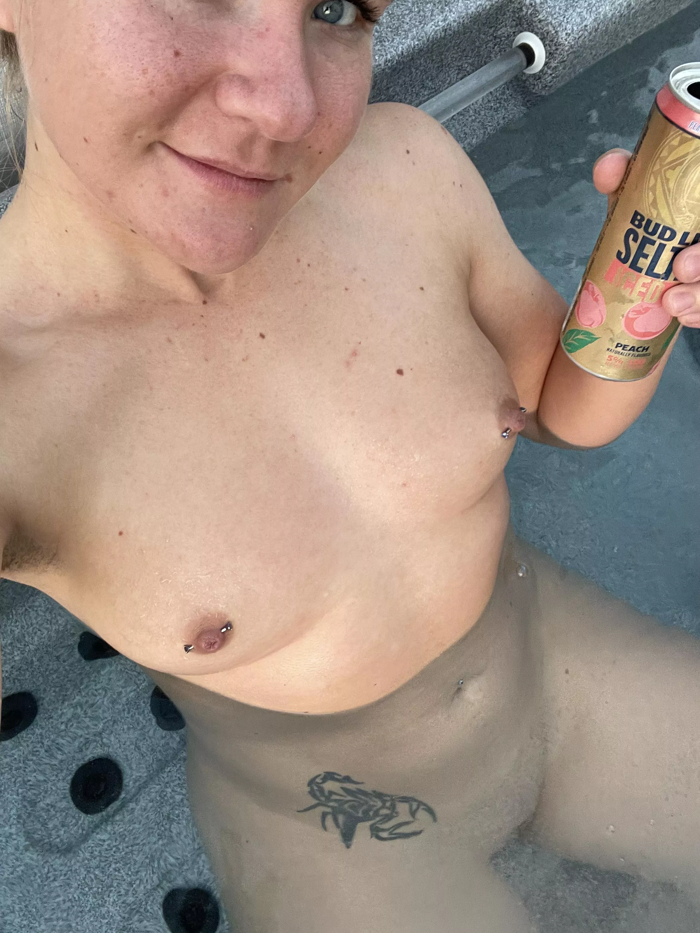 Hot tub selfie, enjoying time with my boyfriend and girlfriend Hot tub selfie, enjoying time with my boyfriend and girlfriend