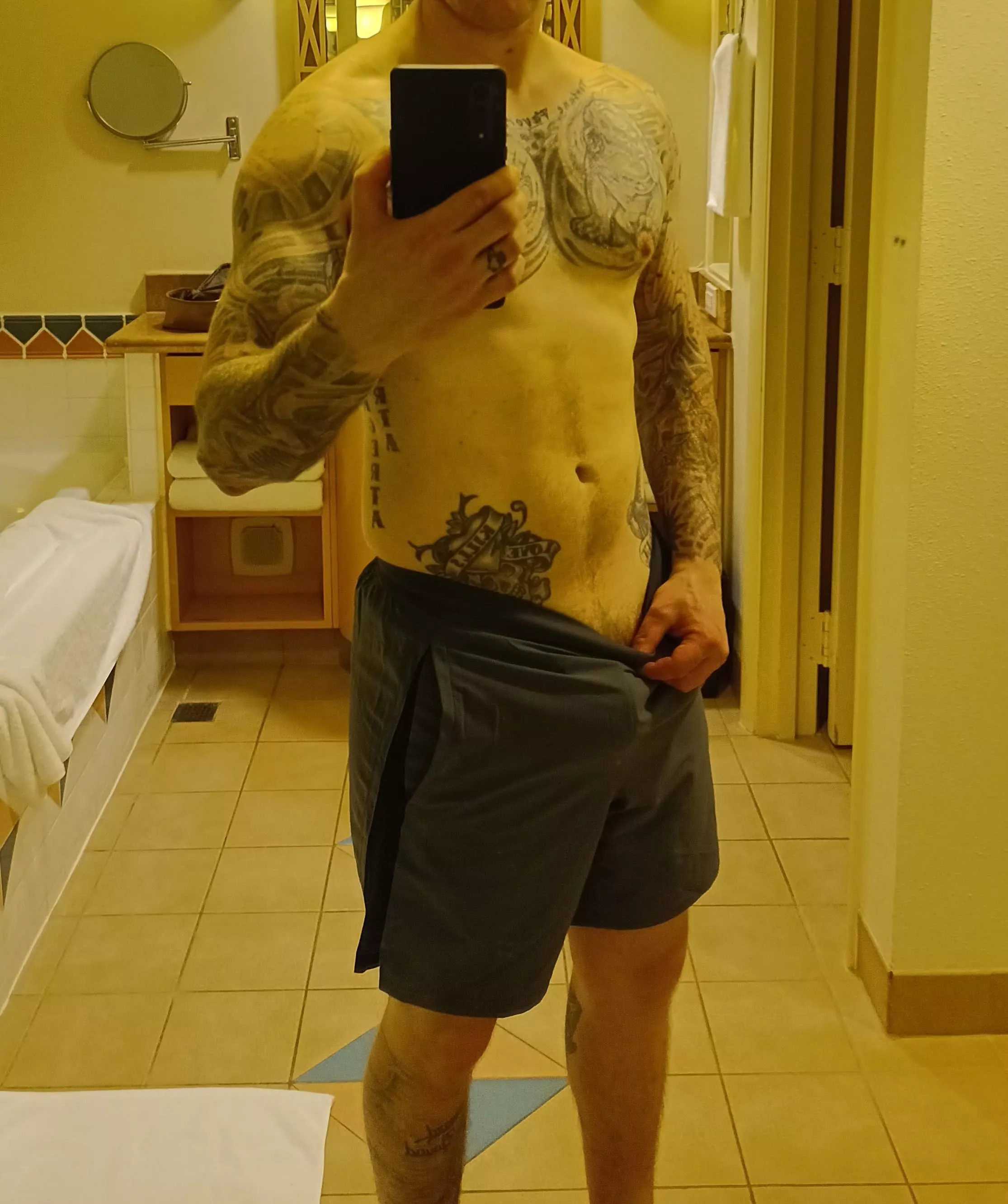 Hotel Bathroom after a workout