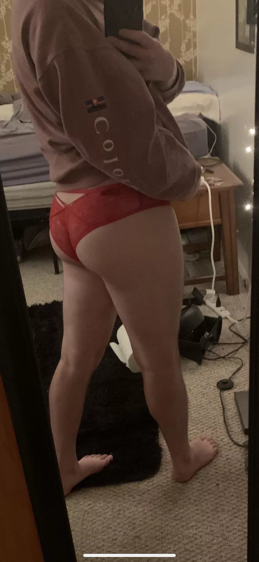 How cute does my ass look in my first pair of panties?