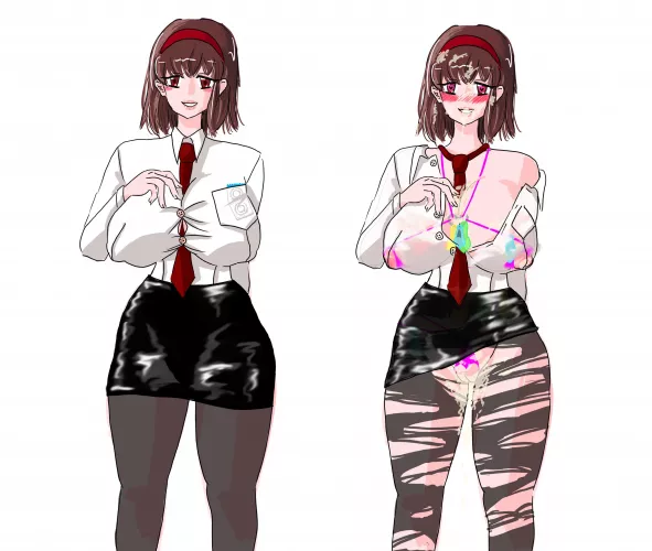 How she left for work vs. How she came home