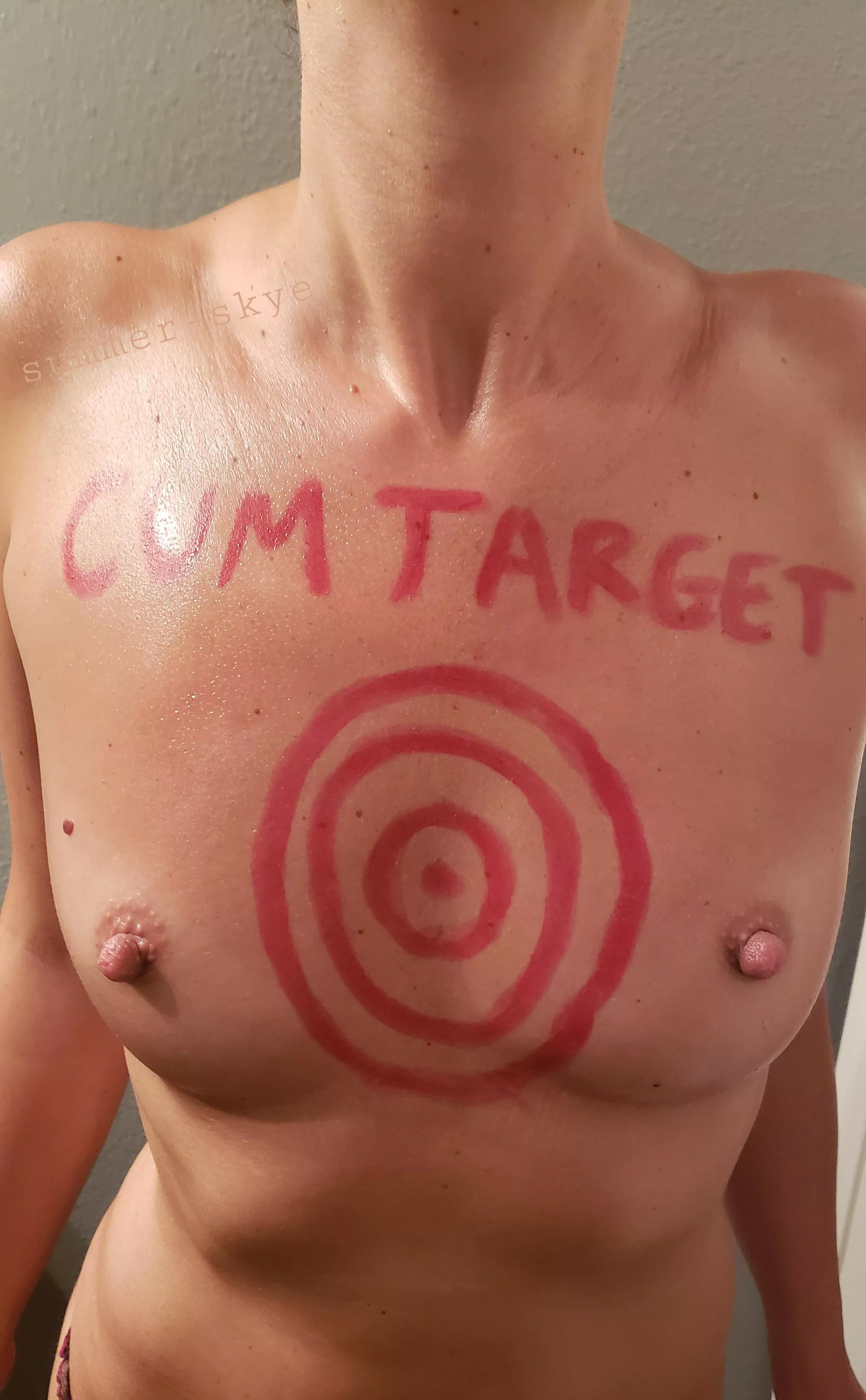 Hows your aim? I'd love for this pic to be passed around adding a new load from a new cock every time! Hows your aim? I'd love for this pic to be passed around adding a new load from a new cock every time!