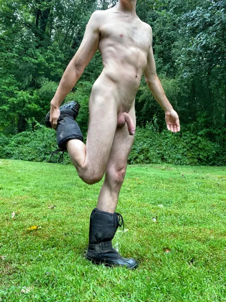 I always stretch before hiking ... in (M)y back lawn I always stretch before hiking ... in (M)y back lawn