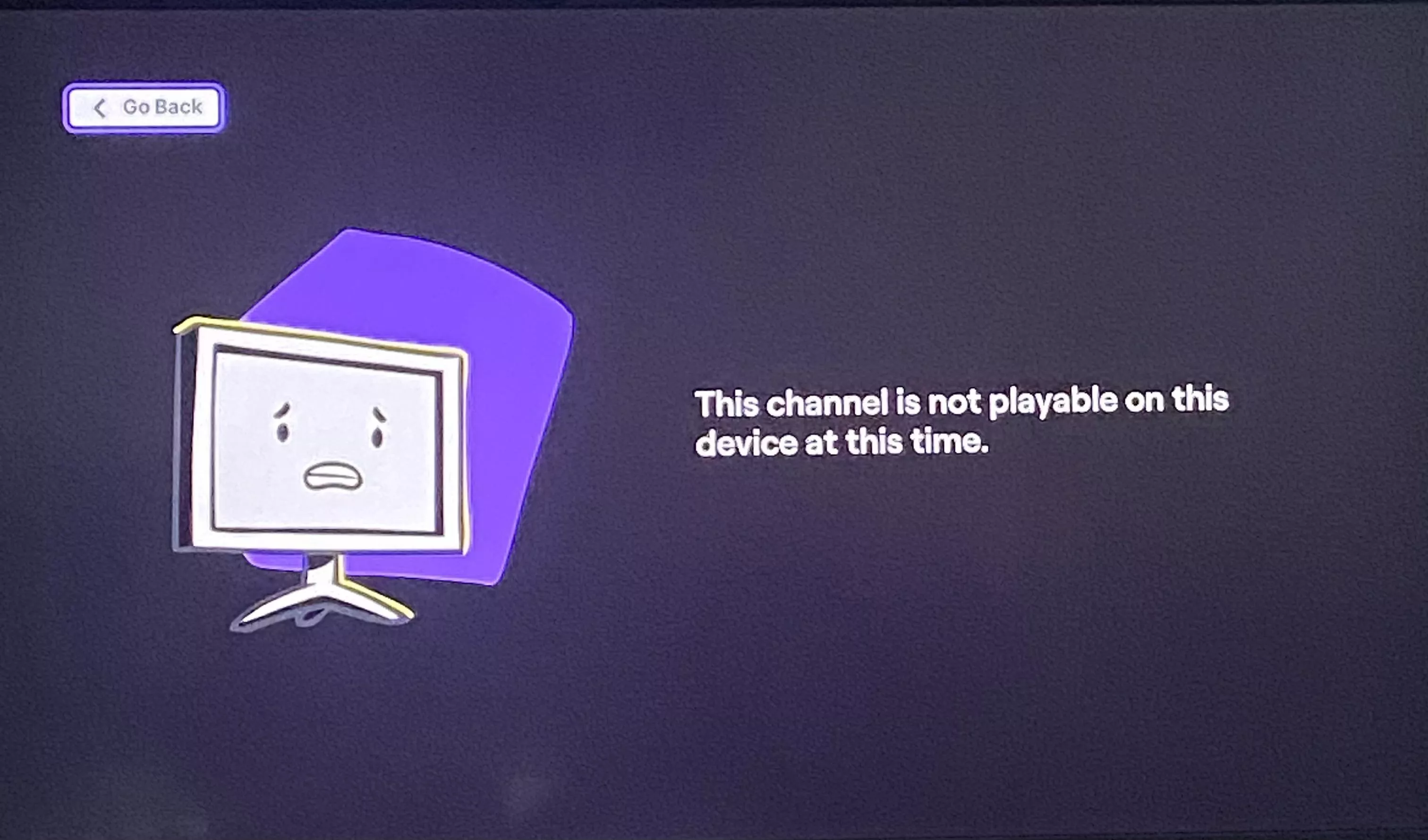 I am trying to watch a friend who is live on my switch but anytime I attempt to watch it I get this message. But if I click on any other stream it runs just fine. Is there any way I can fix this?
