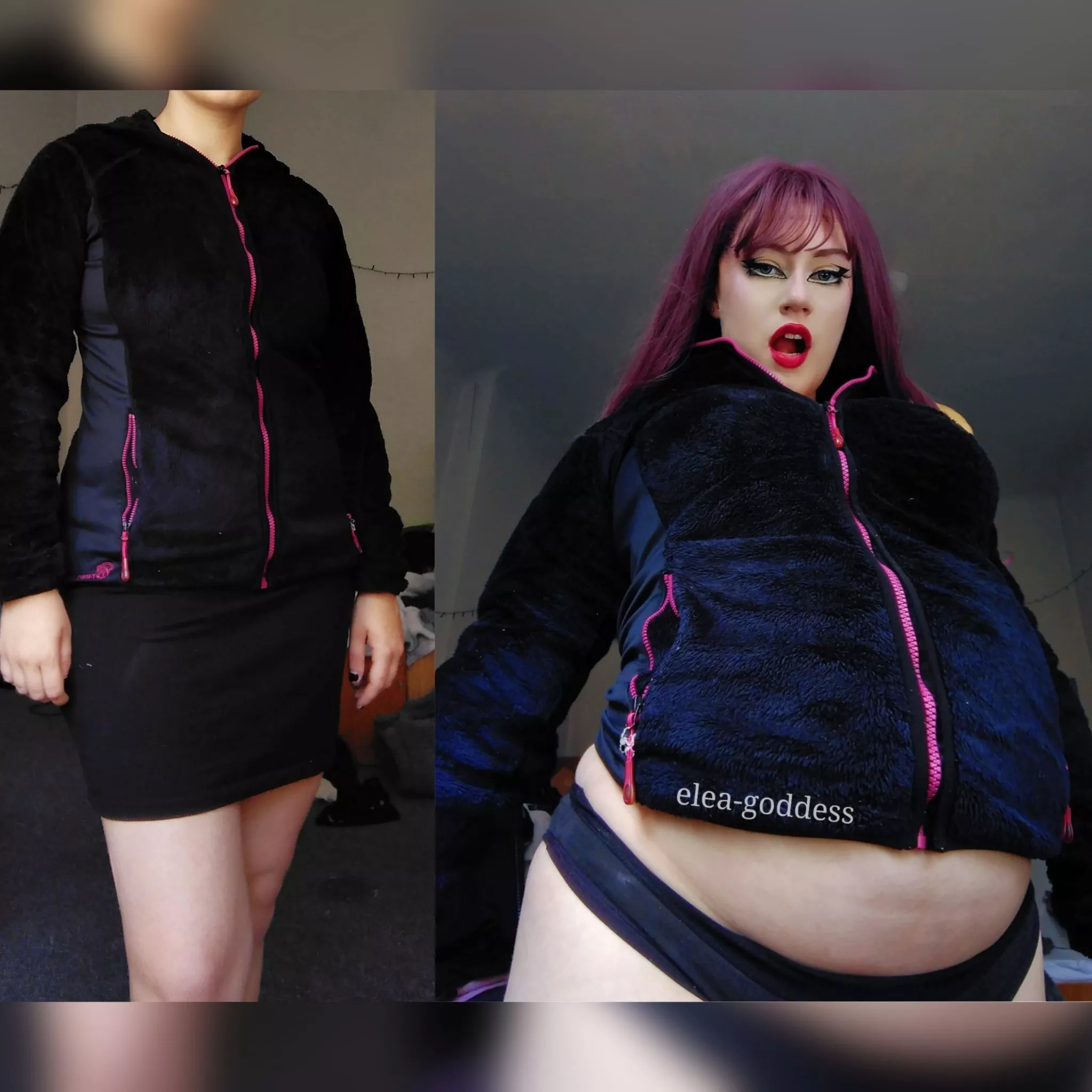 I can't even zip it over my tits now ?