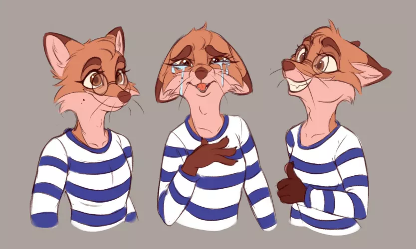 I did a few expression sketches of my fursona Hazel today. Have a lovely week everyone 🍪