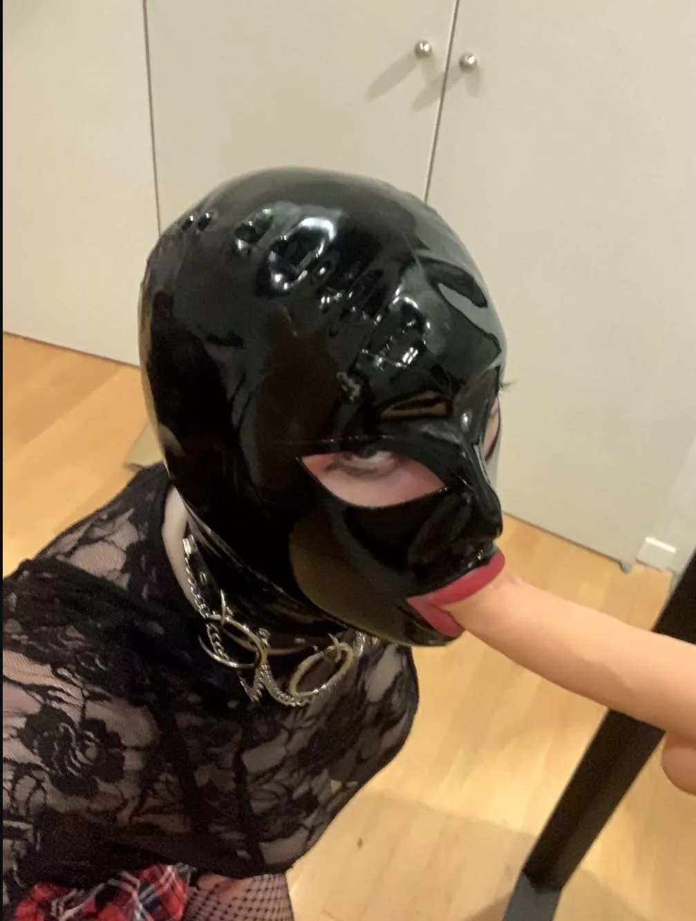 I don’t know why, but when I wear my latex hood I turn into cock hungry slut