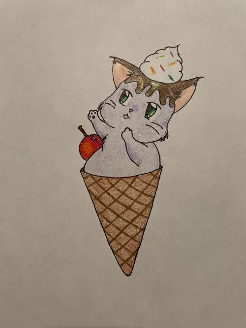 I drew an ice cream kitty a few months ago but I wanted to share it