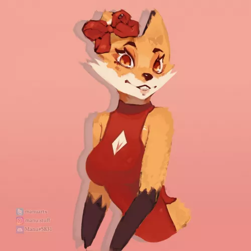 I drew another cute fox girl!