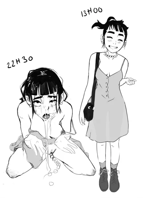 I drew my gf, can you guess what happened between 13:00 and 22:30 ? I drew my gf, can you guess what happened between 13:00 and 22:30 ?