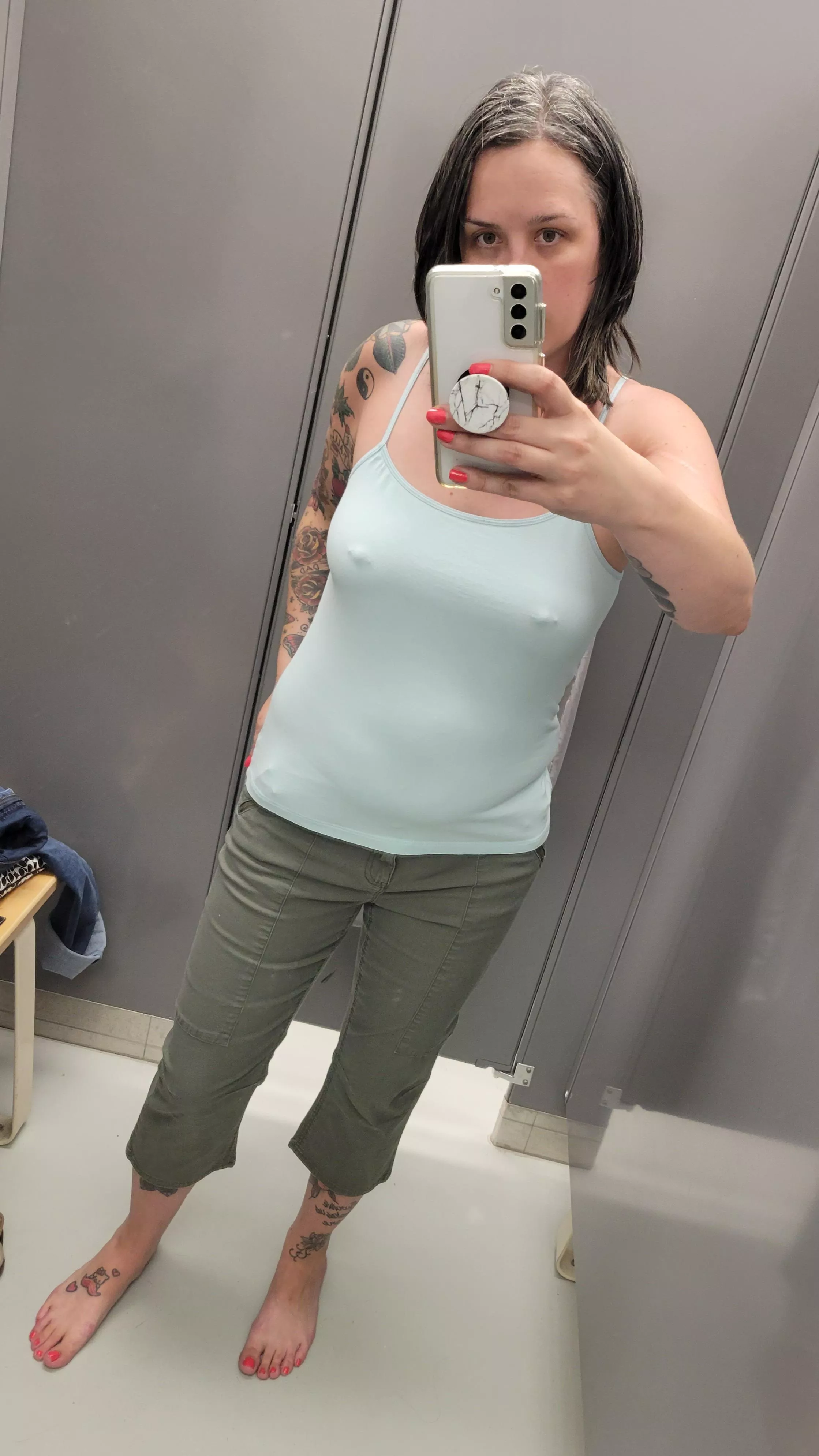 I get some stares but no bra is the only way to go