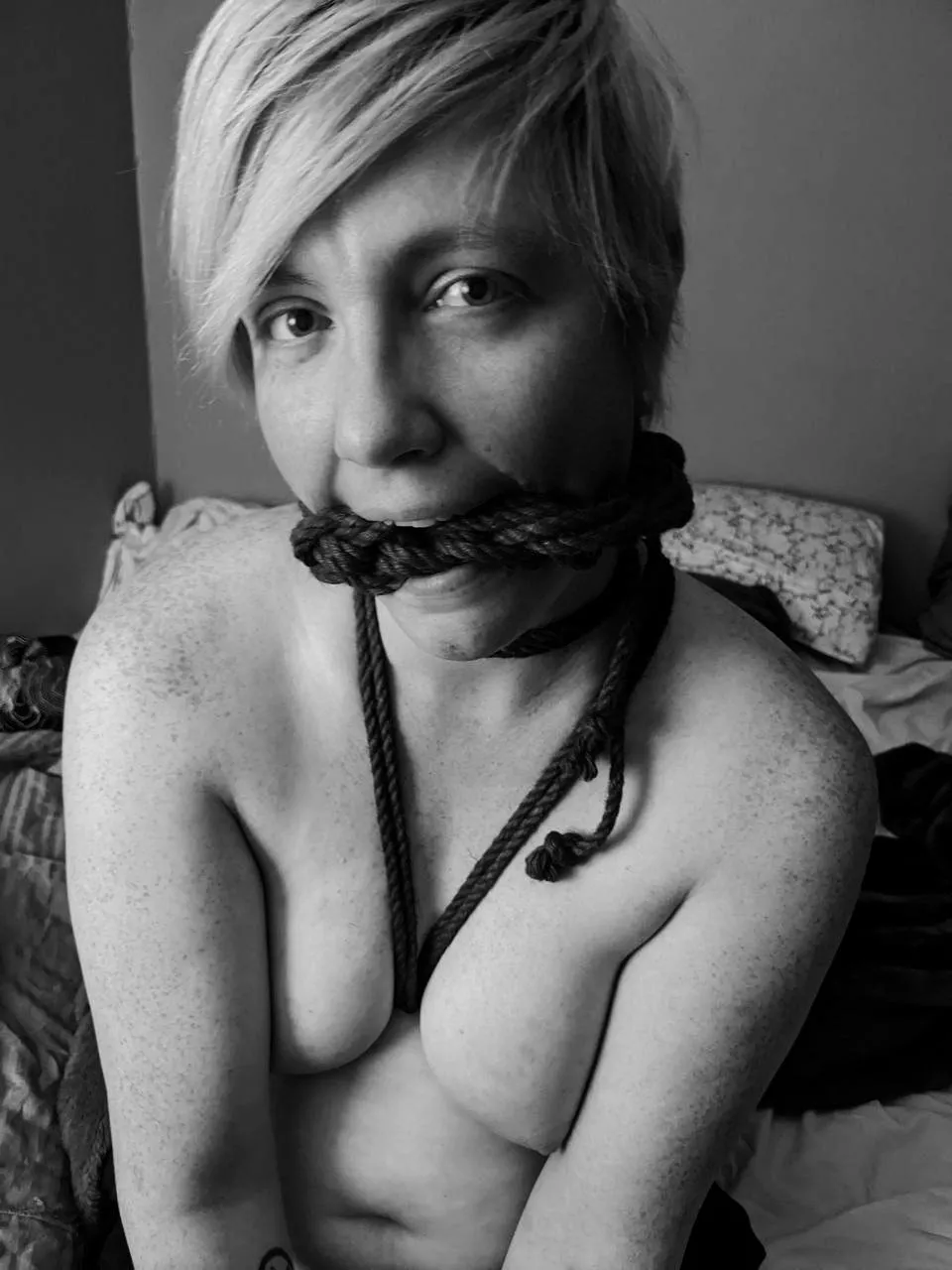 I got a little mouthy so I got a rope gag, oooopsy.