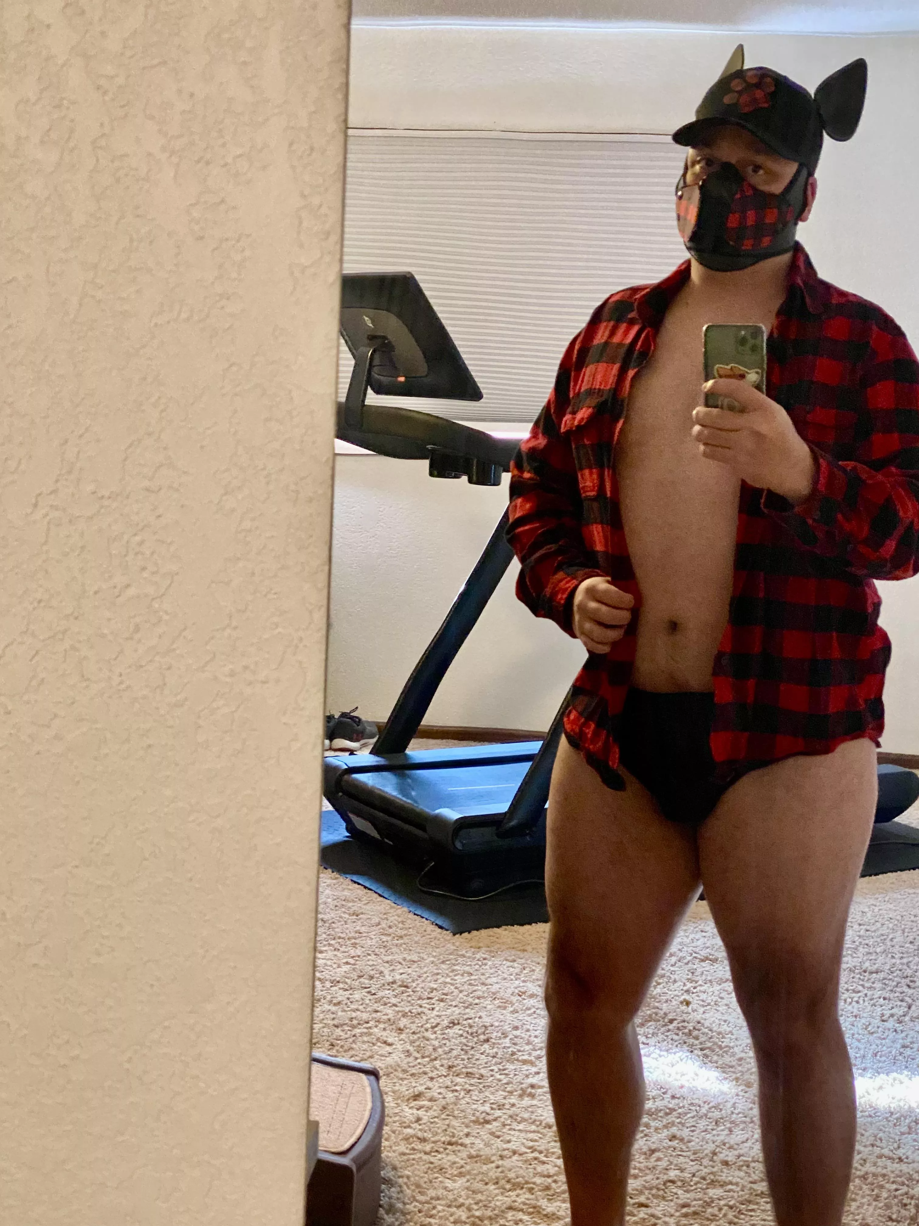 I have serious body image issues and almost didn’t post this. I got a new hood today and felt empowered to take some photos. I think this is why I love pup play, because it lets me see myself differently.
