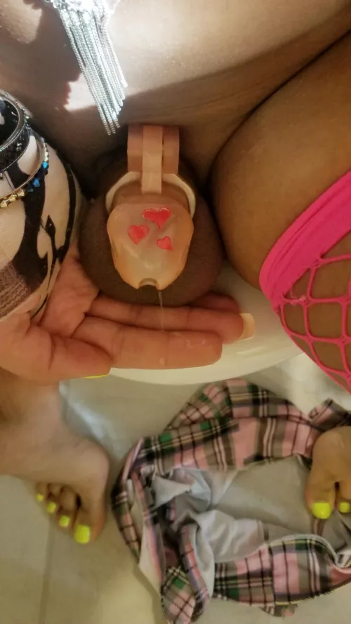 I hope you enjoy seeing my pink caged clitty dripping in a public bathroom π I hope you enjoy seeing my pink caged clitty dripping in a public bathroom π