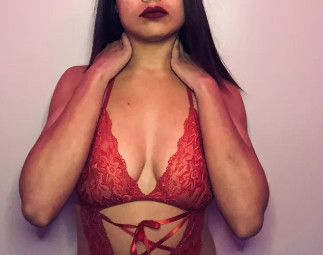 I know this red lace looks good on me but I also know it would look good on your bedroom floor