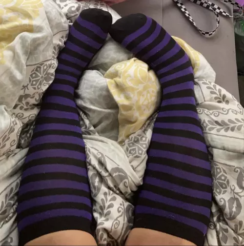 I love my little legs and feet in these cute socks [female] want to take them off?