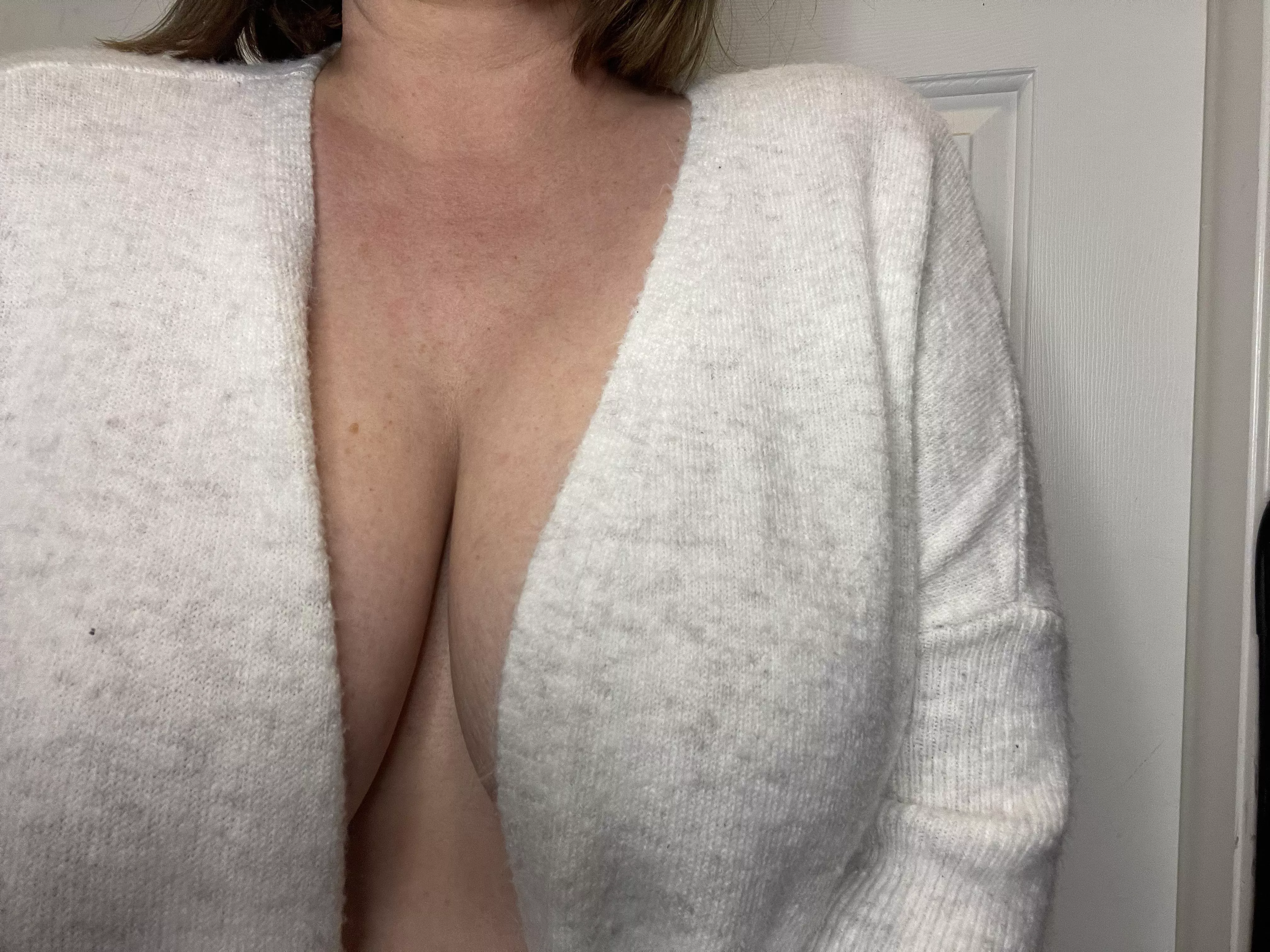 I love sweaters without bras. I love sweaters without bras.