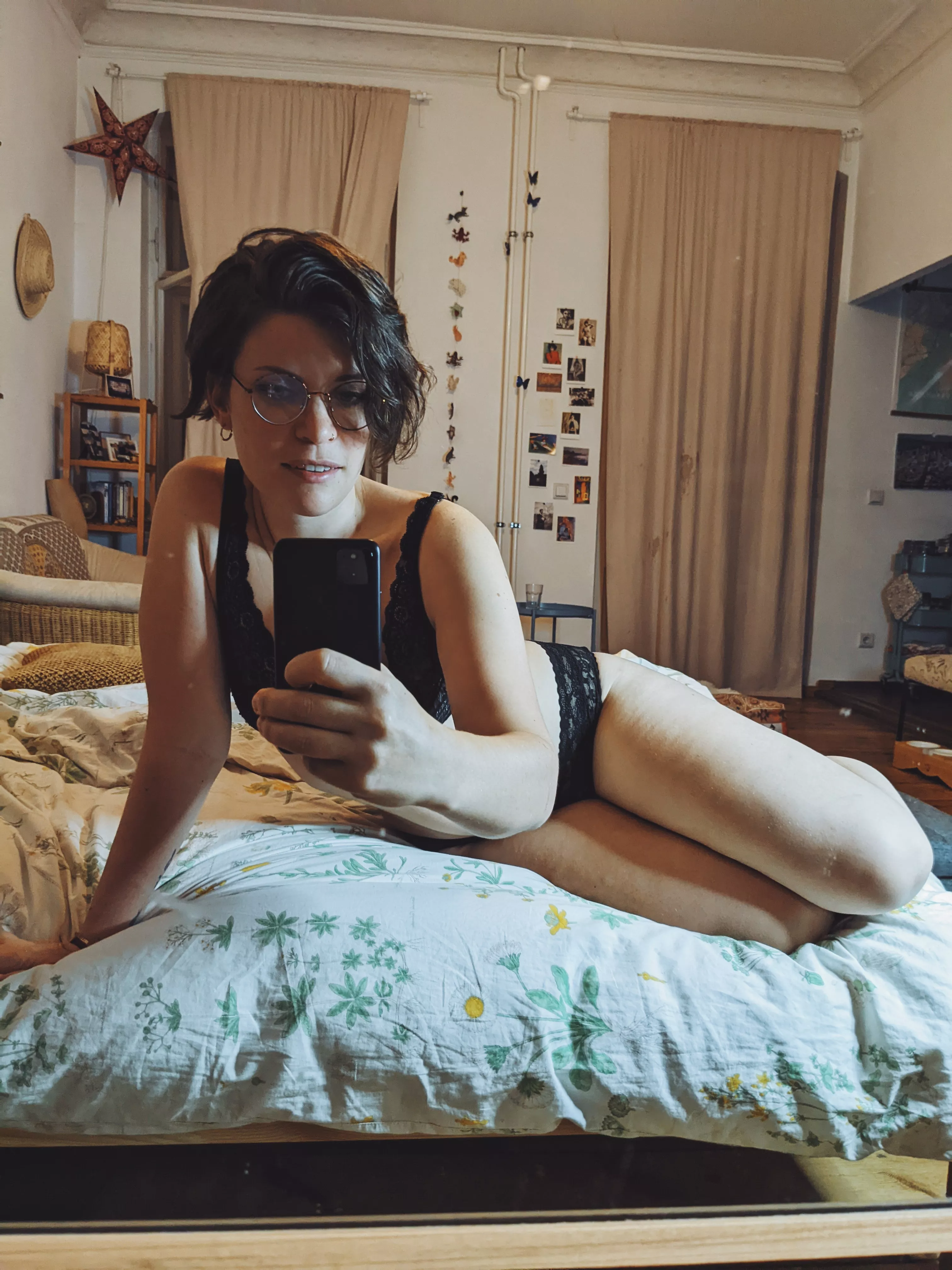 I love the huge mirror right next to my bed