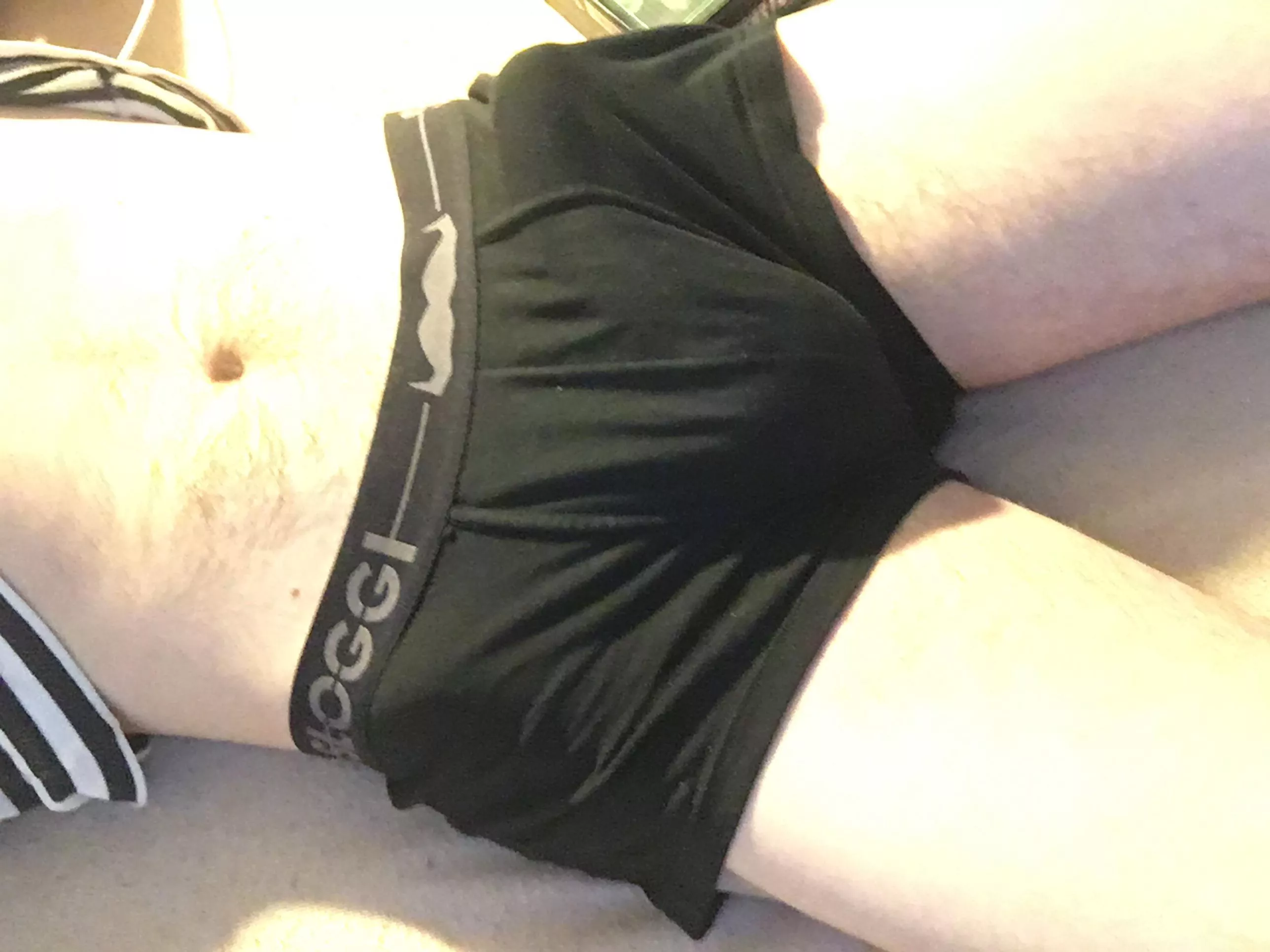 I love this pair of black trunks, since the dick print is so visible