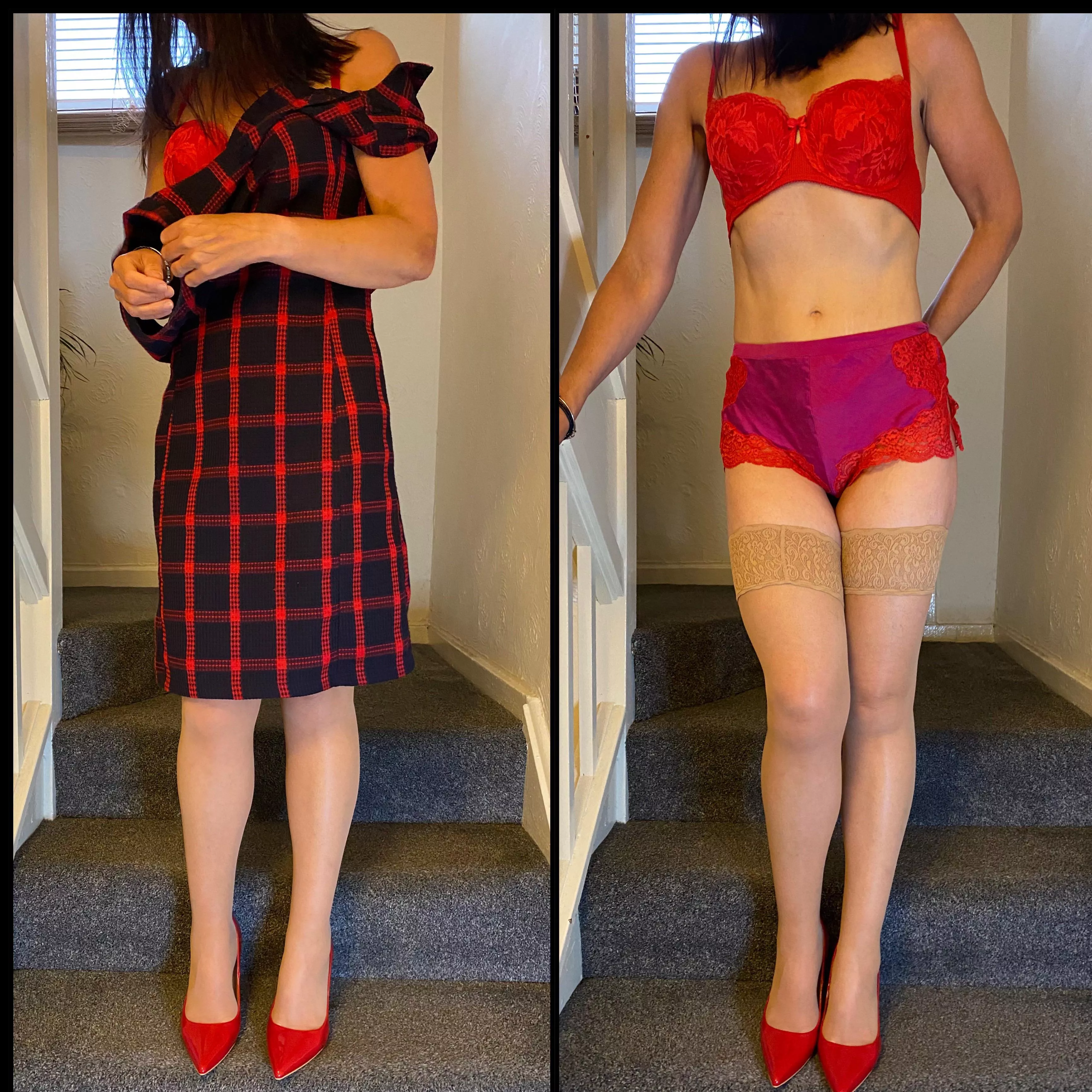 I love this sub! 😍 Here’s another of me dressed and undressed x