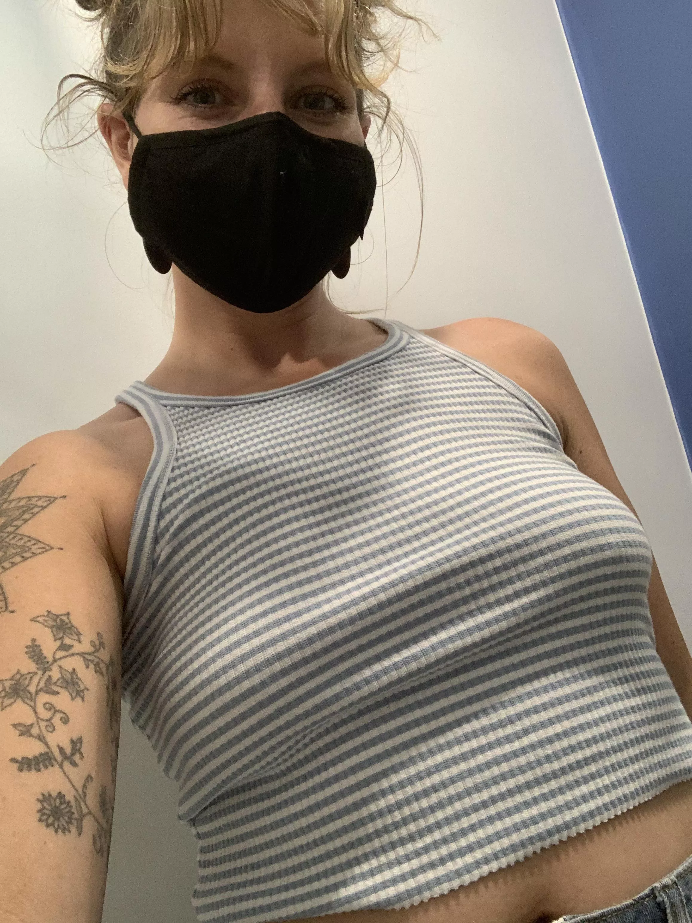 I may have to cover my face but at least my boobs can be free 😅