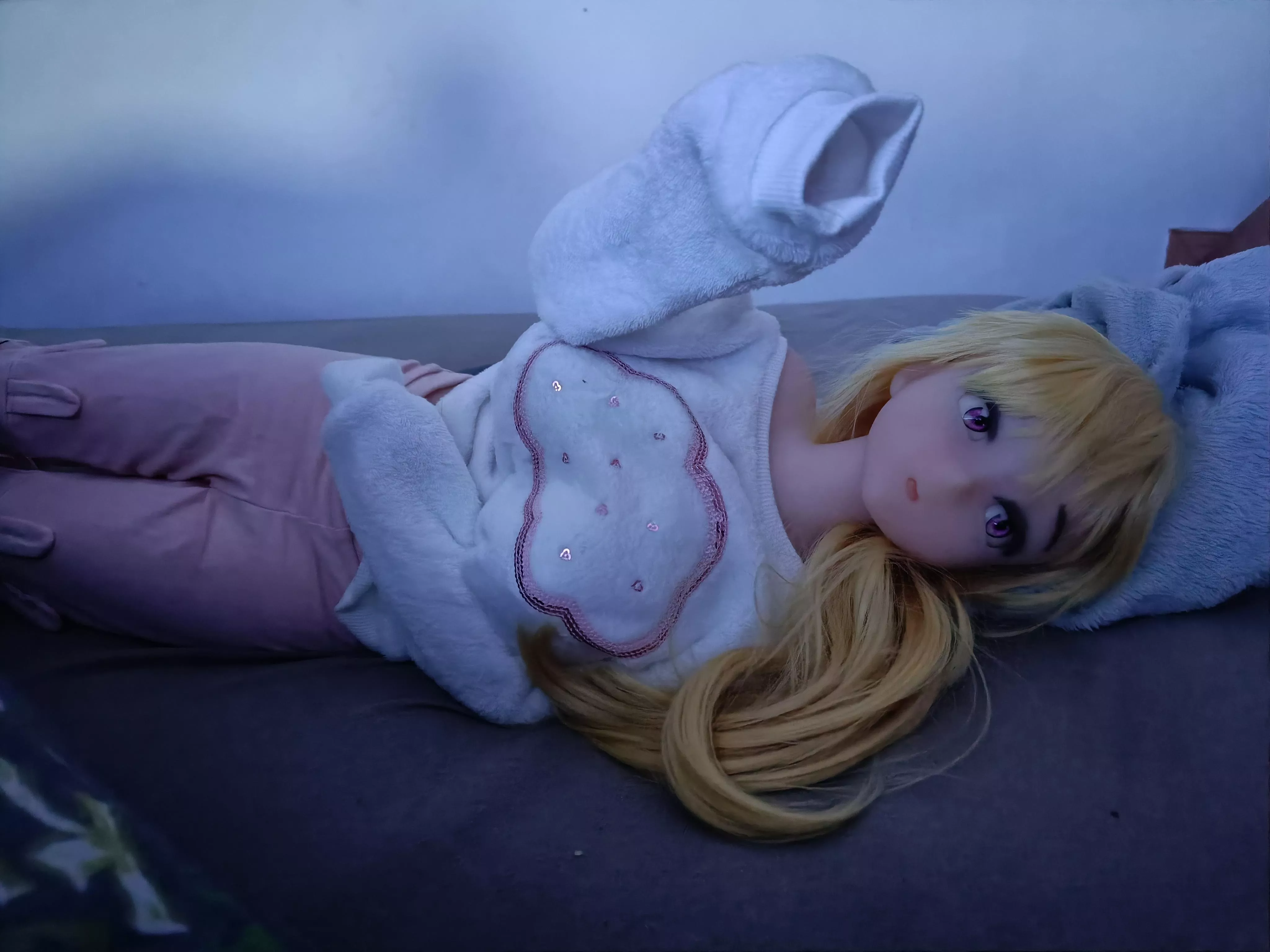 I prepped my darling for sleeping together, she couldnt be more cute and inviting