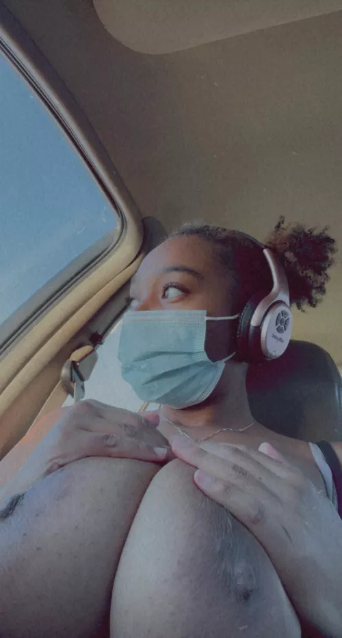 I pulled my tits out at the light for you to suck them .