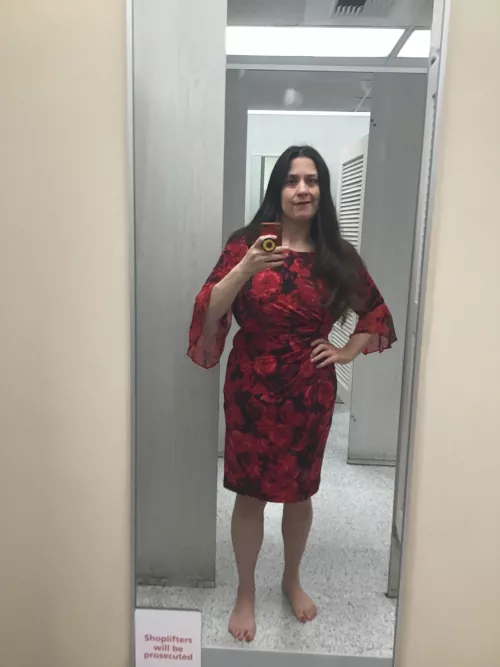 I really like this dress with the red [f]lowers