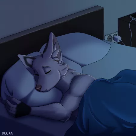 I tried to draw a cute sleeping wolf uwu
