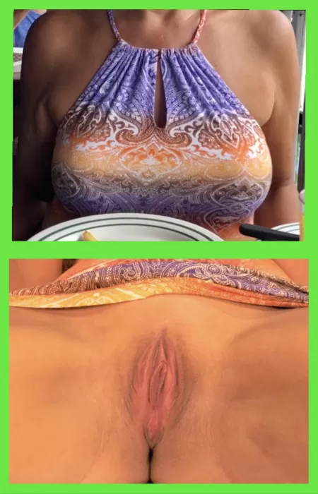 I usually donโt wear panties when going out to eat, what if you saw me like this at a restaurant?