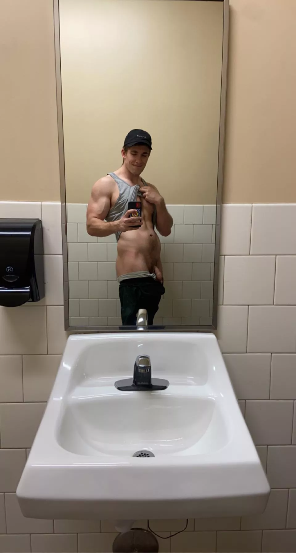 I want you to feel my cock grow in your mouth in the gym bathroom.