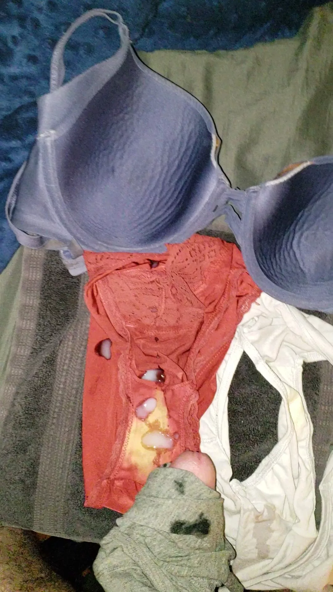 I was sexting with my wife when I came on her panties and bra