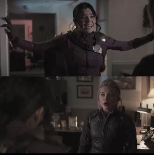 I was so expecting a tickle scene here, but I was let down. Such a perfect tickle position! (Spoilers for Marvel’s Hawkeye!)