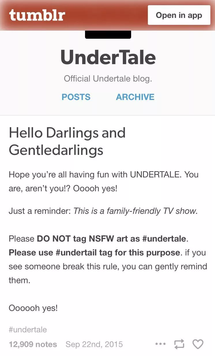 I wonder if Toby Fox regrets this Tumblr post some times [Tumblr Post] [Not porn]