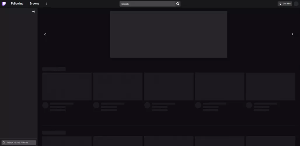 if i go to twitch and log in to my account on chrome it only shows this, even after deleting cache it does the same thing. twitch works fine on edge (prolly because i never used it). also in streams it loads the video and the chat but without almost anyt