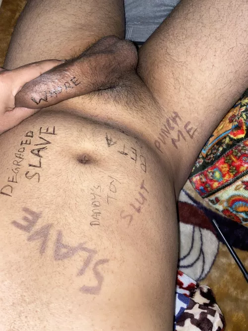 If i had a master , i’d never be allowed to remove them A random honourable sir ordered me to write degrading word on myself , i did that in under 5 minutes This proves i’d do anything for my master